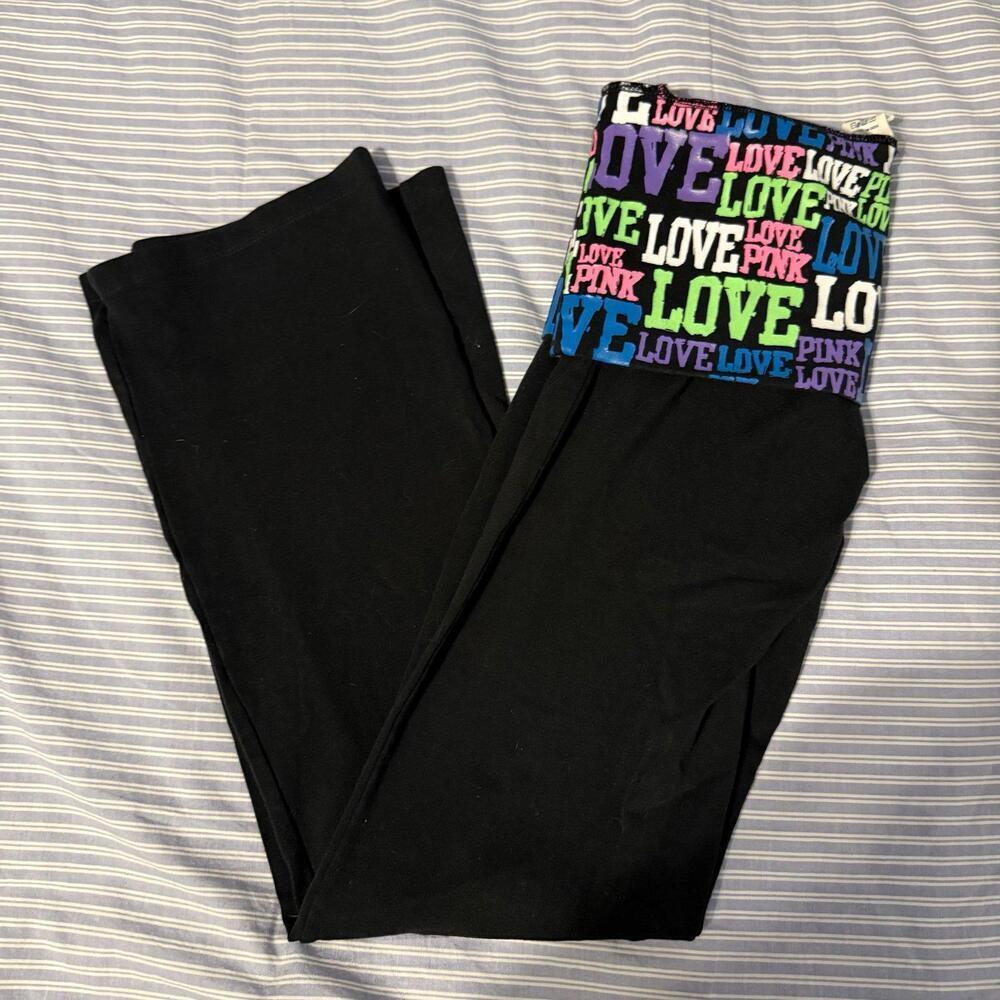 Y2K PINK Victoria's Secret Foldable Waist Flare Yoga Pants - Picture 3 of 3